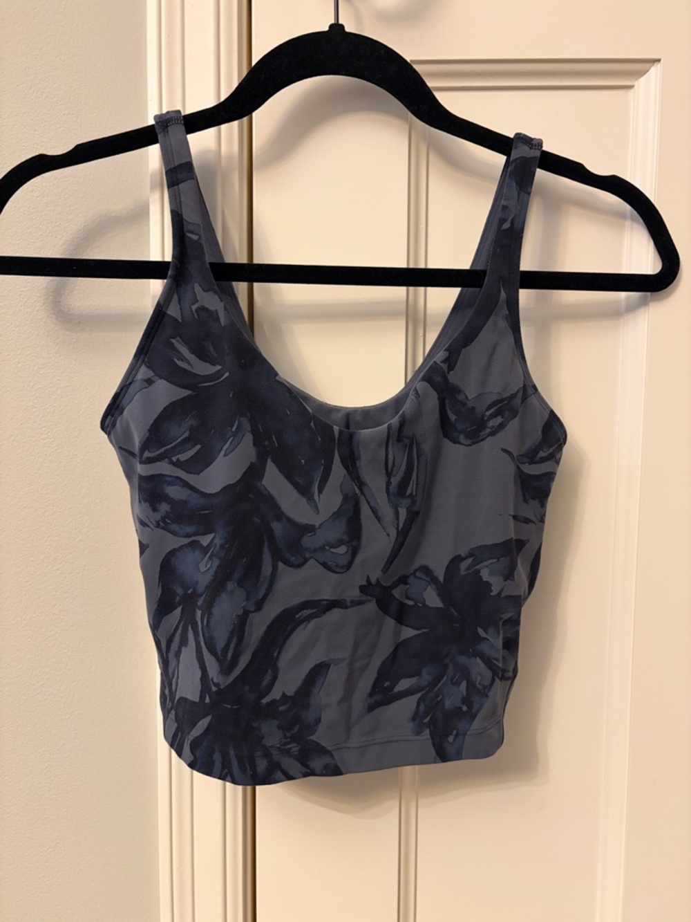lululemon athletica Gray Blue Floral-Print Cropped Sports Bra Tank